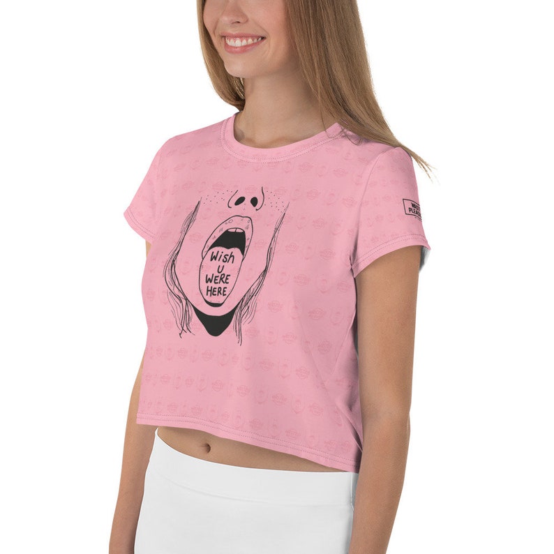 All-Over Print Crop Tee Wish you were here