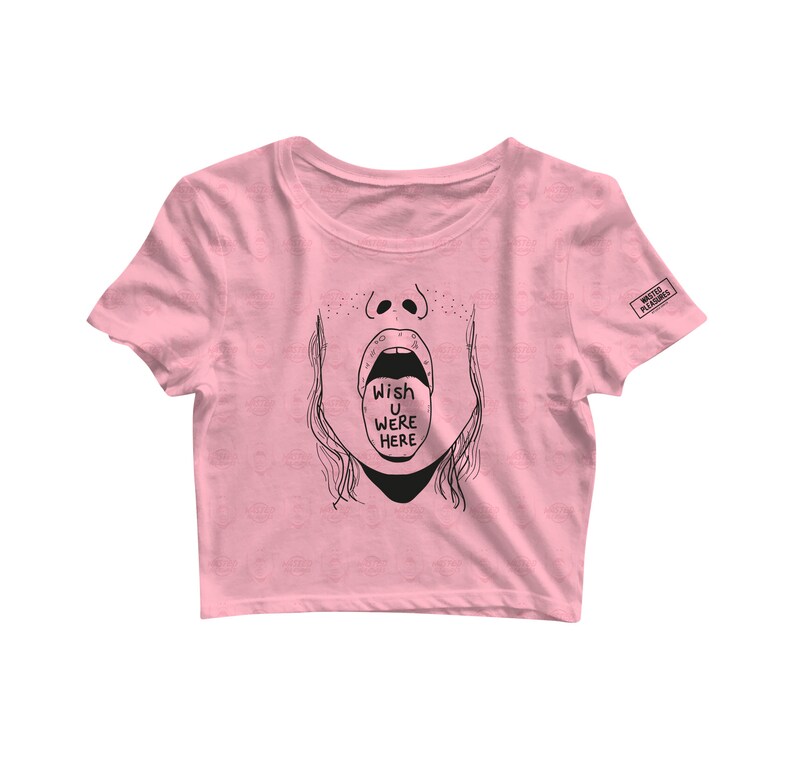 All-Over Print Crop Tee Wish you were here