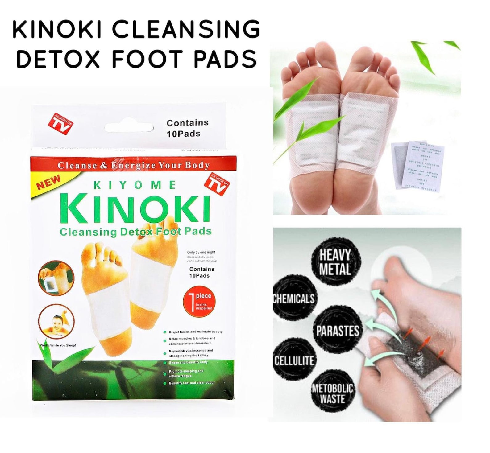 Kiyome kinoki cleansing detox foot pads. 10pad box Etsy