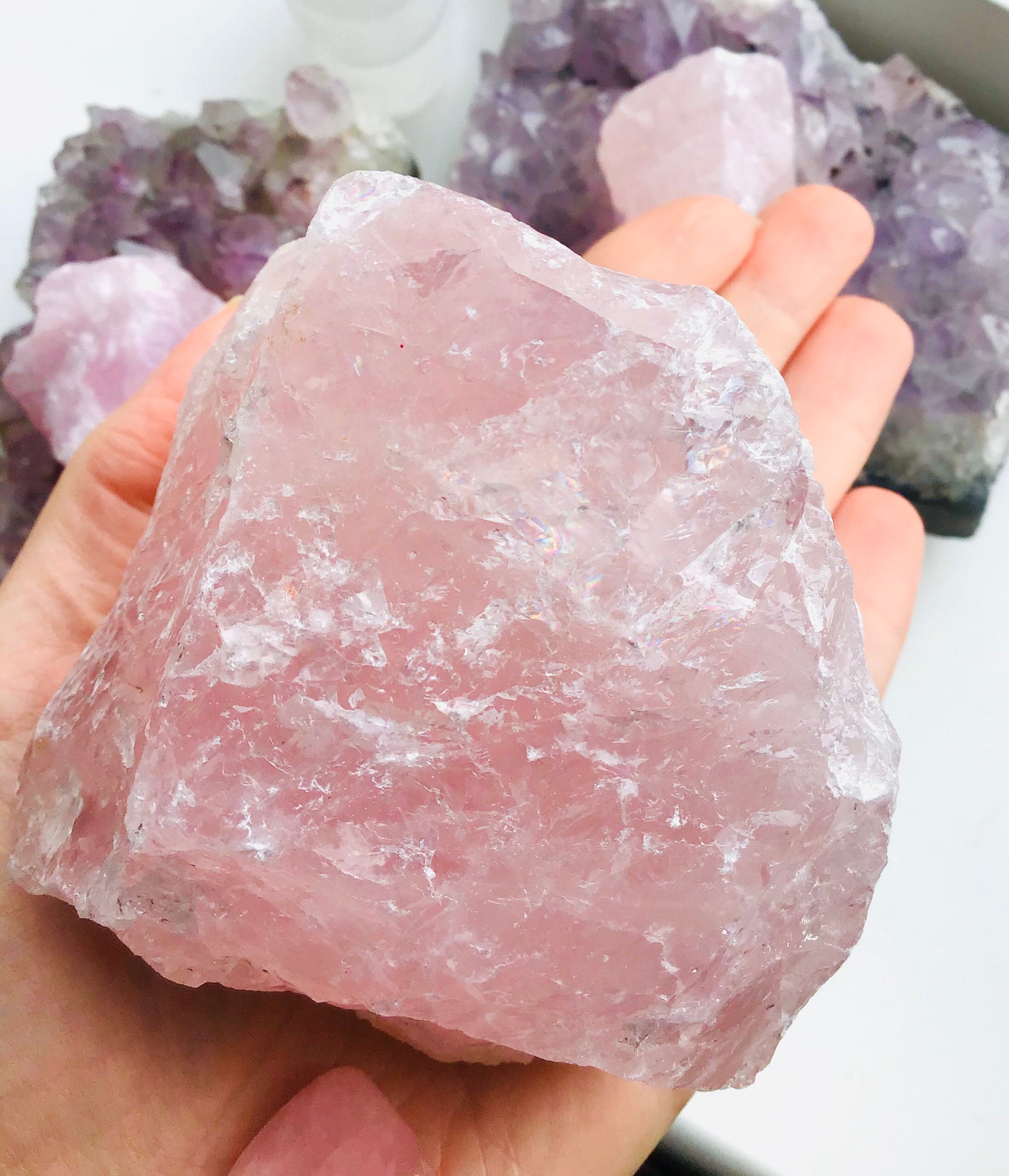 Rose Quartz Crystal Rough Large Chunk Natural Stones Rose Etsy