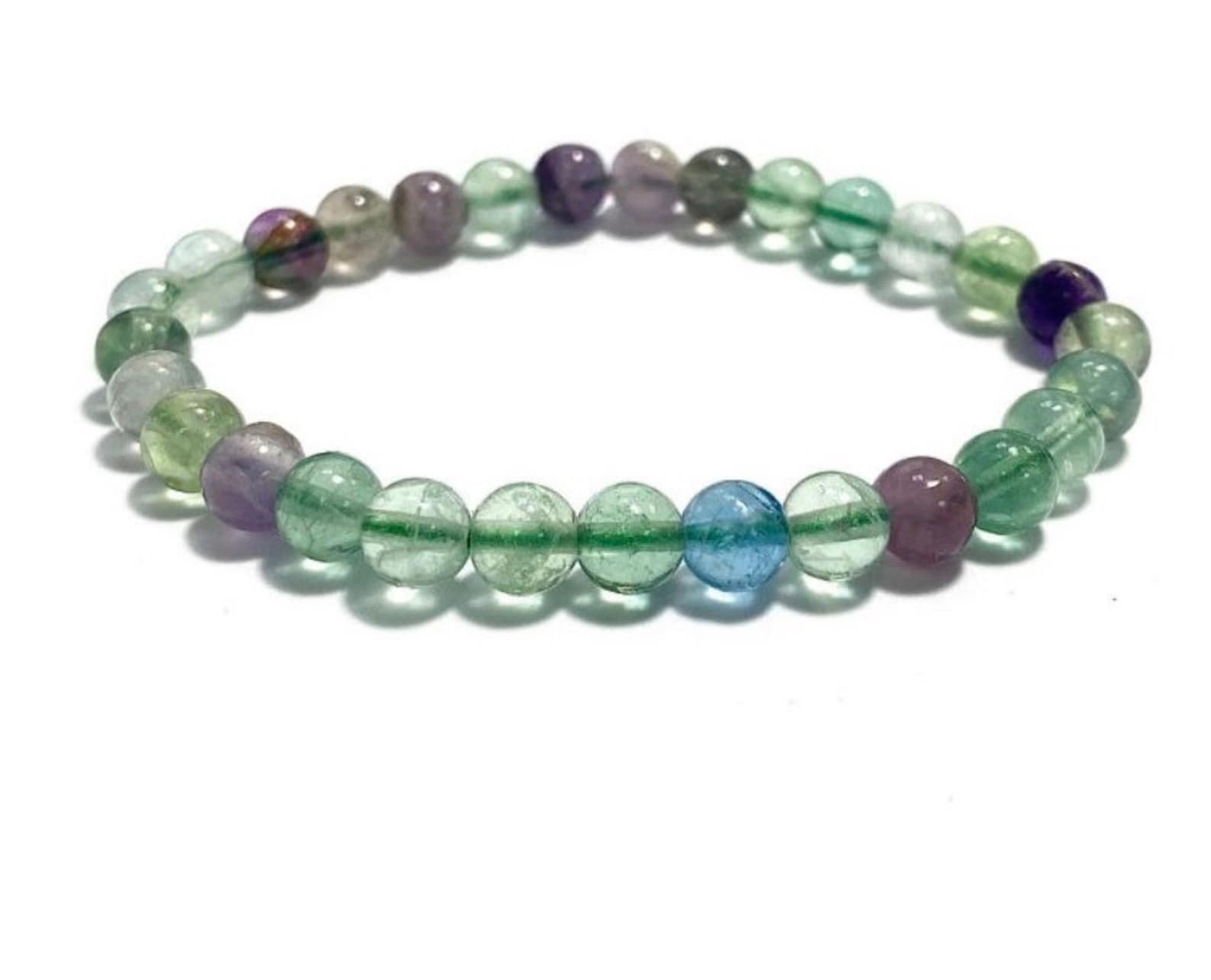 Rainbow Fluorite Bracelet Rainbow Fluorite Crystal Bead | Etsy UK