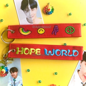 Hope World Embroidery Keychain | J-hope Army Bomb Strap | BTS Kpop Lanyard