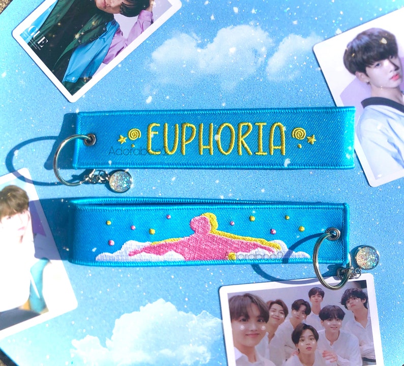 Euphoria Embroidery Keychain | Jungkook BTS Lanyard | Army bomb Strap 