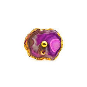 May include: Purple agate drawer pull with a gold metal accent. The agate is a natural stone with a unique pattern.