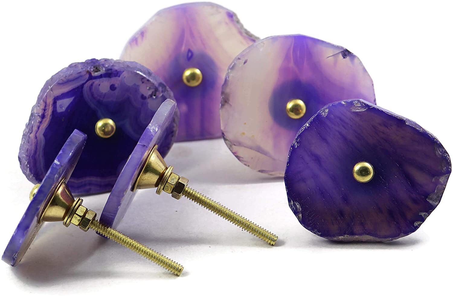 Agate Knobs With Electroplated Purple Stone Knobs Dresser Knob Kitchen