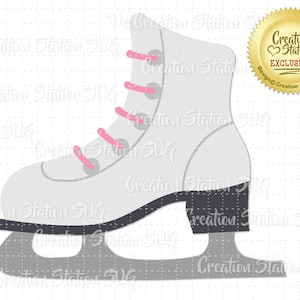 SVG Single Ice Skate Cut File voor HTV Vinyl en Paper Scrapbooking png, eps, dxf, vector