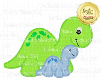 SVG Dinosaur Mom en Baby Brachiosaurus Cut File voor HTV Vinyl png, eps, dxf, vector