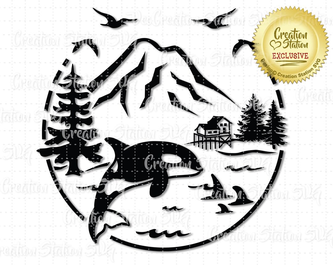 Orca Island Killer Whale Silhouette Cut File for HTV Vinyl and Paper ...