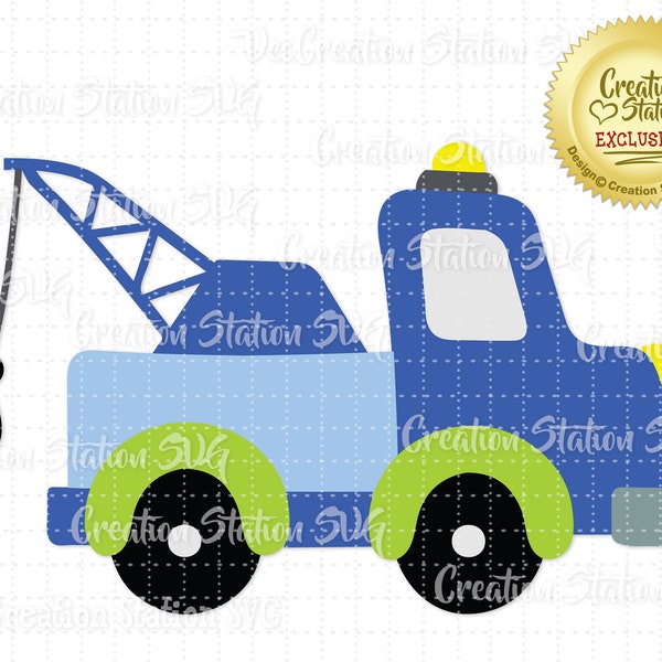 SVG Tow Truck Vehicle Cut File for HTV Vinyl png, eps, dxf, vector Baby Boy