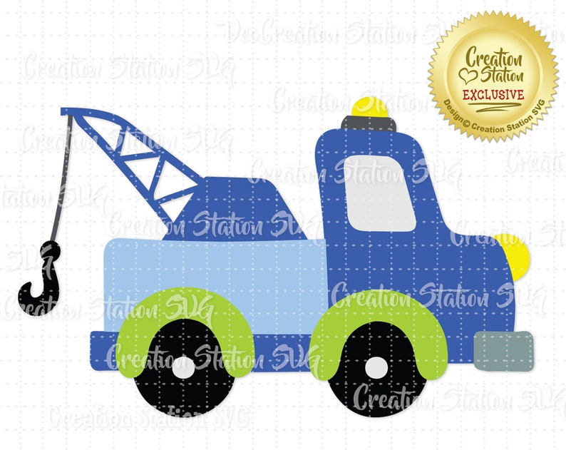 SVG Tow Truck Vehicle Cut File for HTV Vinyl png, eps, dxf, vector Baby Boy image 1