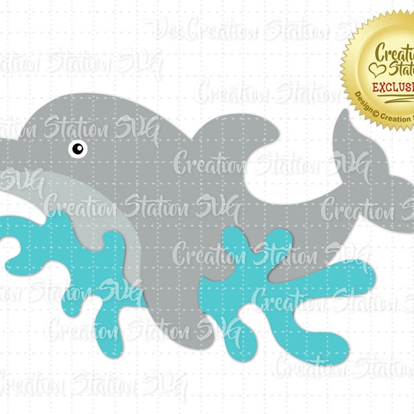 SVG Dolphin Seas Creature Ocean Animal Cut File for HTV Vinyl and Paper Scrapbooking png, eps, dxf, vector