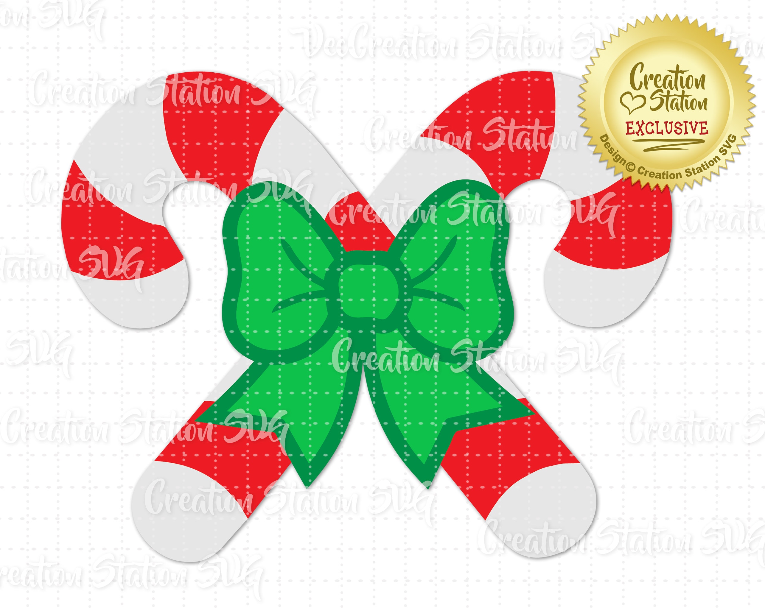 SVG Candy Cane With Bow Cut File for HTV Vinyl and Paper - Etsy