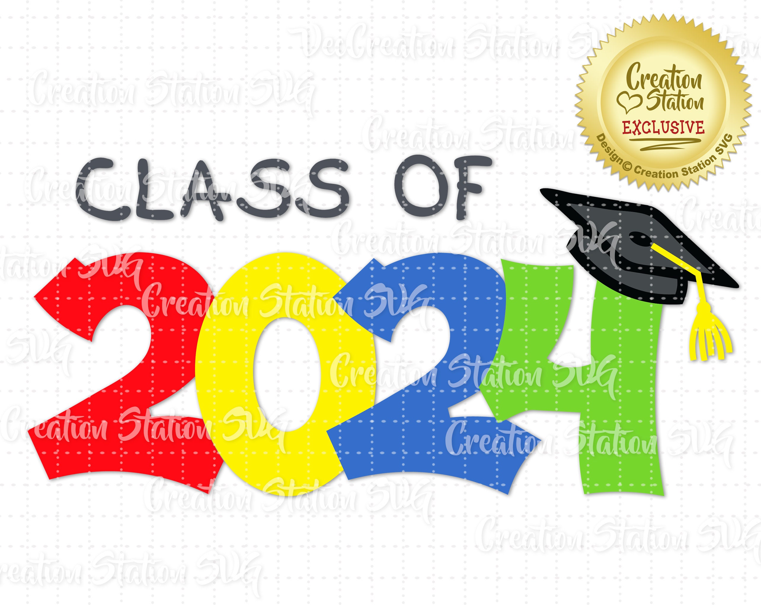 Clase SVG de 2024 Graduación Graduate Cap and Gown Cut File Etsy