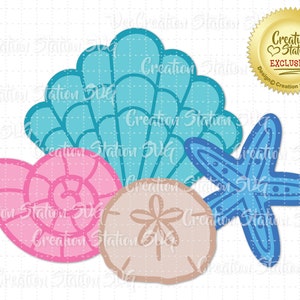 SVG Shell Collage Cut File Summer Beach Seashell Ocean para HTV Vinilo y Paper Scrapbooking png, eps, dxf, vector