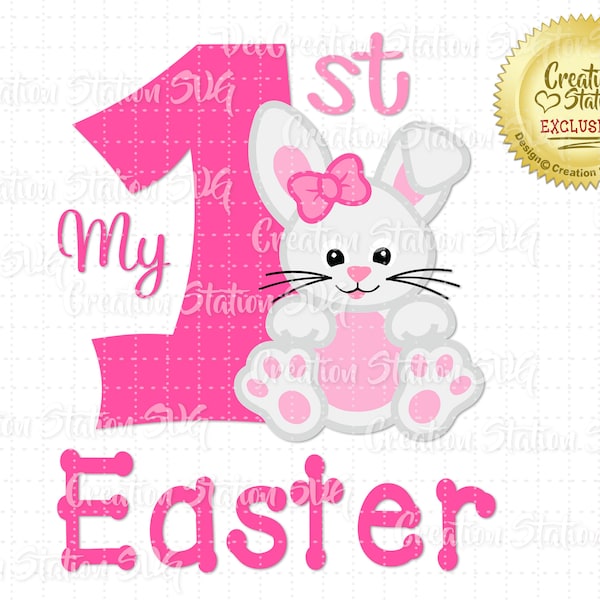 SVG My 1st Easter Bunny Rabbit Girl First Cut File for HTV Vinyl and Paper Scrapbooking png, eps, dxf, vector