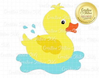SVG Rubber Ducky Splashing Cut Datei für HTV Vinyl und Papier Scrapbooking png, eps, dxf, vektor