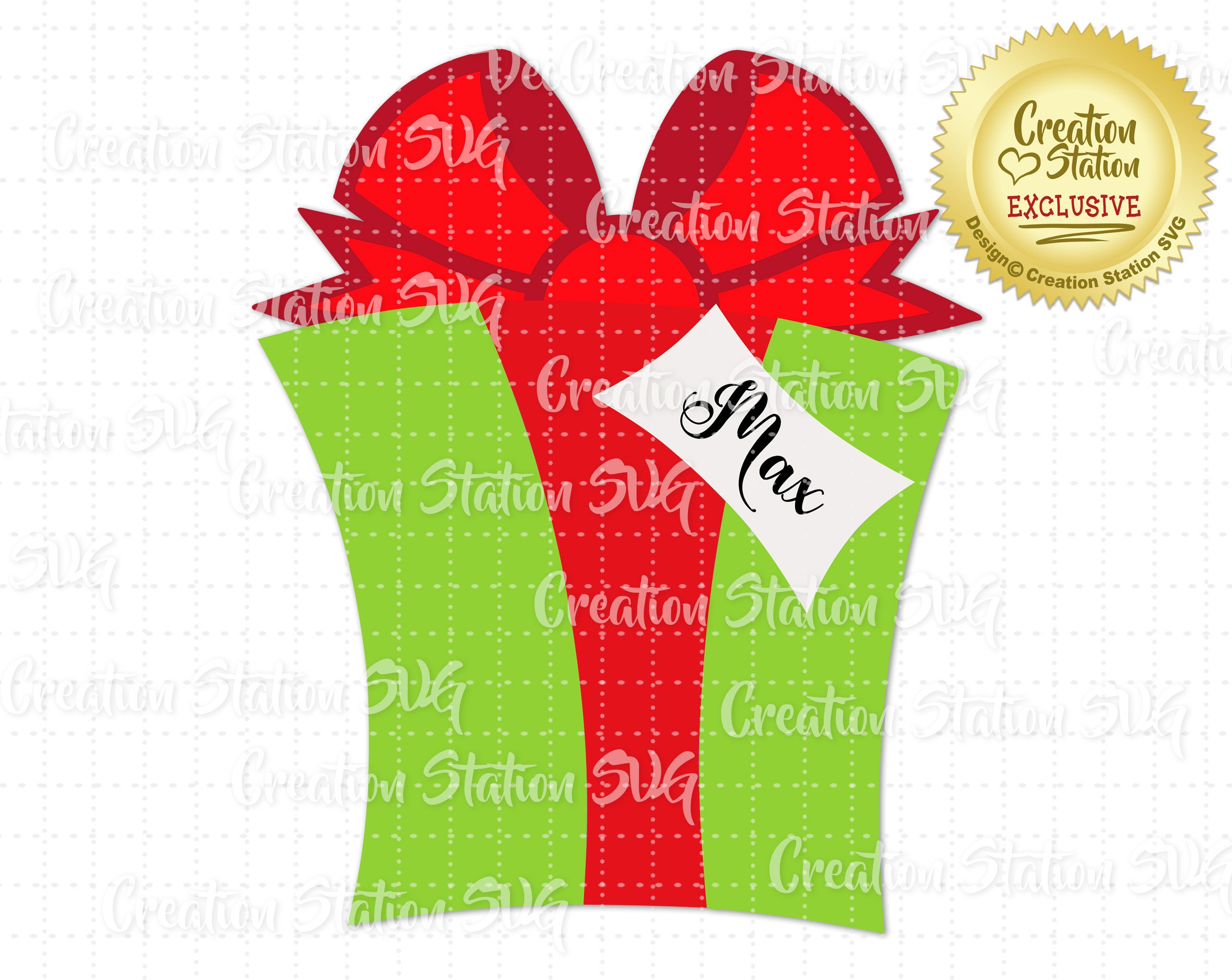 Svg Contemporary Christmas Present With Name Cut File For Etsy