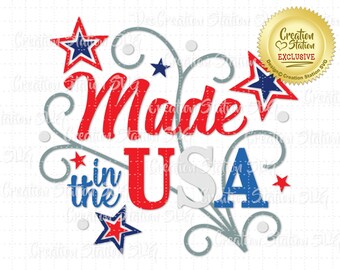 SVG Made in the USA Word Art Cut File for HTV Vinyl and Paper Scrapbooking Patriotic png, eps, dxf, vector 4th of July Patriotic