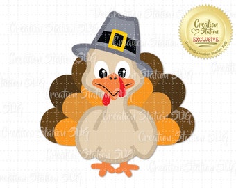 SVG Turkey Pilgrim Thanksgiving Harvest Cut File for HTV Vinyl png, eps, dxf, vector