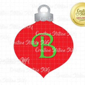 May include: Red Christmas ornament with a green letter B in the center. The ornament is designed for cutting with a craft machine.