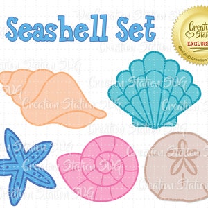 SVG Shell Set Cut File para HTV Vinyl y Paper seashell ocean beach Scrapbooking png, eps, dxf, vector