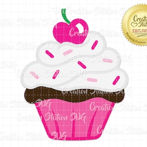 SVG Heart Cherry Cupcake com arquivo de corte granulado para vinil HTV png, eps, dxf, vetor Dia dos Namorados