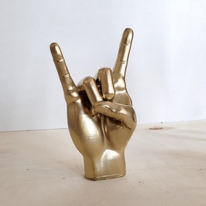 Sculpture en forme de main en métal | Décoration artisanale inspirée du rock and roll | Décoration de maison et de bureau