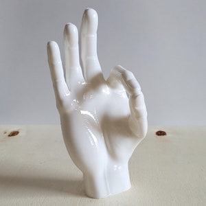 Branco | Escultura de mão OK | Placa OK feita à mão | Escultura de mão decorativa | Decoração moderna para casa e escritório