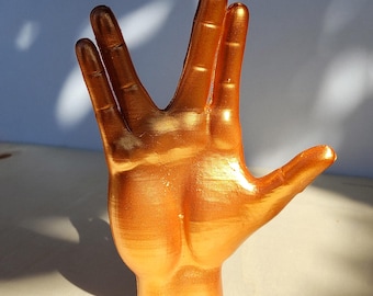 Handcrafted Spock Hand Vulcan Salute Sign | Decorative Star Trek Inspired Sculpture | Home and Office Decor