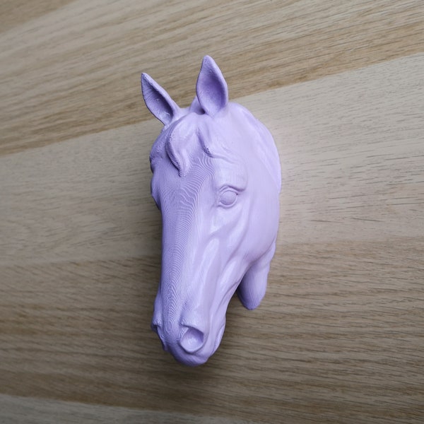 Sculpture murale tête de cheval (pastel) | Art 3D empaillé | Différentes combinaisons de couleurs