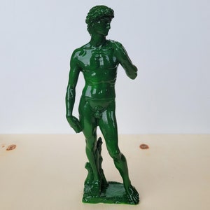 Green | Handcrafted David Sculpture | Michelangelo&#39;s Statue of David Replica | Home Decor and Art Collectible
