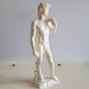 Bone White | Handcrafted David Sculpture | Michelangelo&#39;s Statue of David Replica | Home Decor and Art Collectible