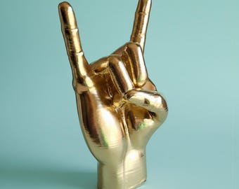 Handmade Rock On Hand Sculpture: Biopolymer Music Decor
