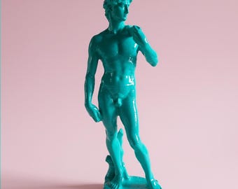 Handcrafted Michelangelo's David Statue Replica - Water Green PLA Sculpture