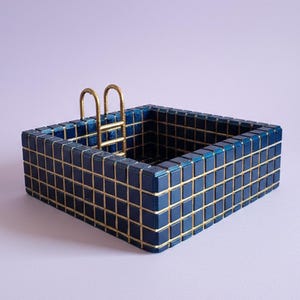 Oceaanblauw | Minizwembadplanter | 3D-geprinte decoratieve organizer | Handgemaakt, op de zomer geïnspireerd object