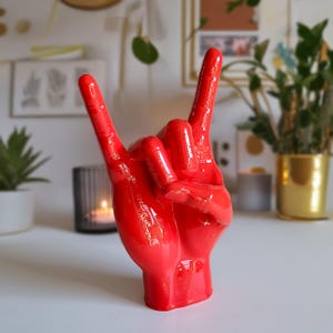 Metal Hand Rock Sign Sculpture | Handcrafted Rock and Roll Inspired ...