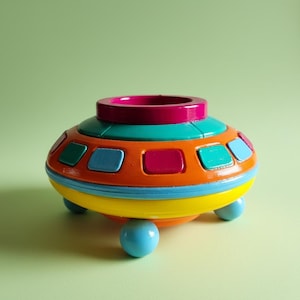 Bunter UFO Sukkulenten Übertopf: 3D Gedruckter Retro Raumschiff Topf