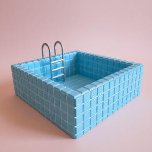 Pastel Blue | Mini Swimming Pool Planter | 3D Printed Decorative Organizer | Handmade Summer-Inspired Object