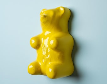 Escultura de pared de osito de goma / Arte taxidermizado en 3D / Diferentes combinaciones de colores