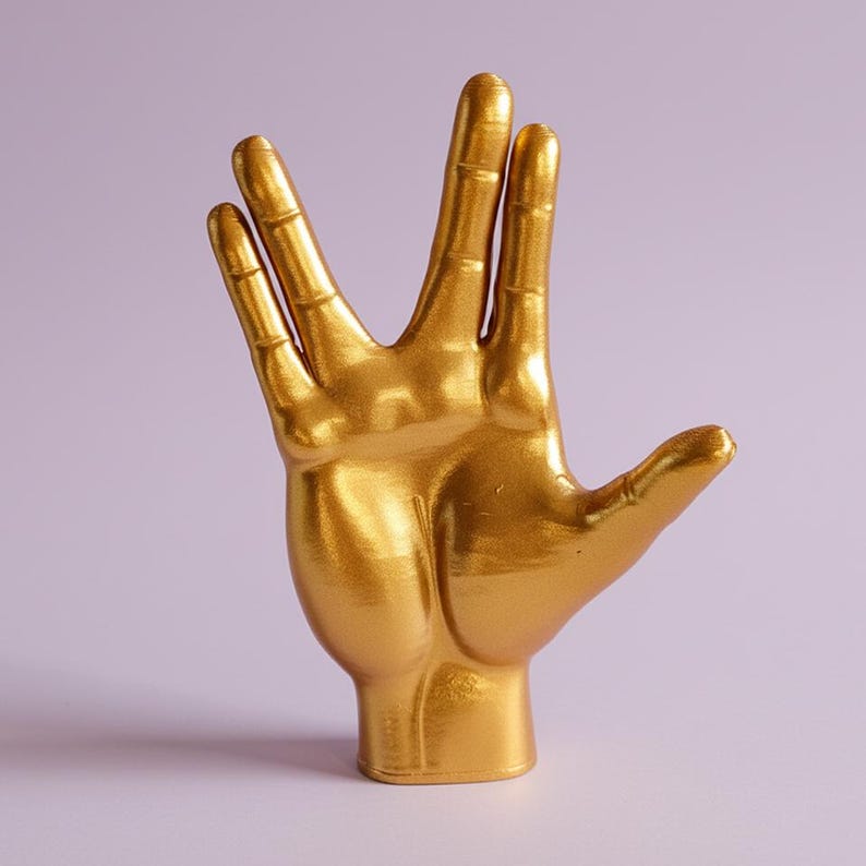 Escultura hecha a mano del saludo vulcaniano de Spock: decoración inspirada en Star Trek imagen 1