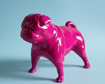 Mops Skulptur | Handgefertigte Mops Dekor | Entzückende Hundefigur