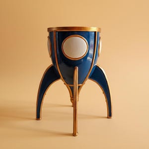 Rakete Pflanzer | Retro Space Topf | 3D gedruckter Sci-Fi Pflanzenhalter