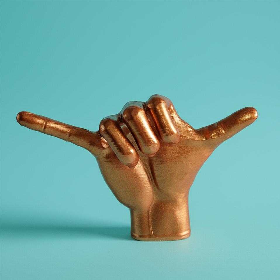 ハワイアンシャカハンド彫刻｜手作りハワイアンサイン｜ビーチ風装飾