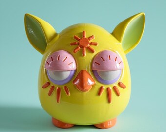 Sun Monster Figurine | Bold Decorative Creature | Hand-Painted 3D Printed Collectible | 15cm Shelf Art
