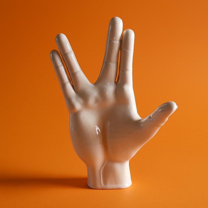 Escultura hecha a mano del saludo vulcaniano de Spock: decoración inspirada en Star Trek imagen 6