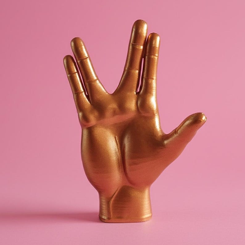 Escultura hecha a mano del saludo vulcaniano de Spock: decoración inspirada en Star Trek imagen 11
