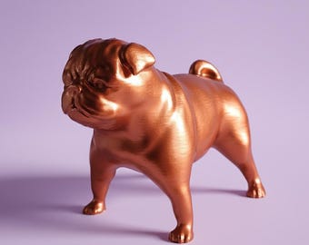 Kupfer | Mops Skulptur | Handgefertigte Mops Dekor | Entzückende Hundefigur