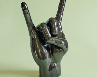Galaxy Black | Handmade Rock On Gesture Sculpture: Biopolymer Music Decor