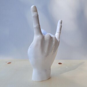 White | Metal Hand Rock Sign Sculpture | Handcrafted Rock and Roll ...
