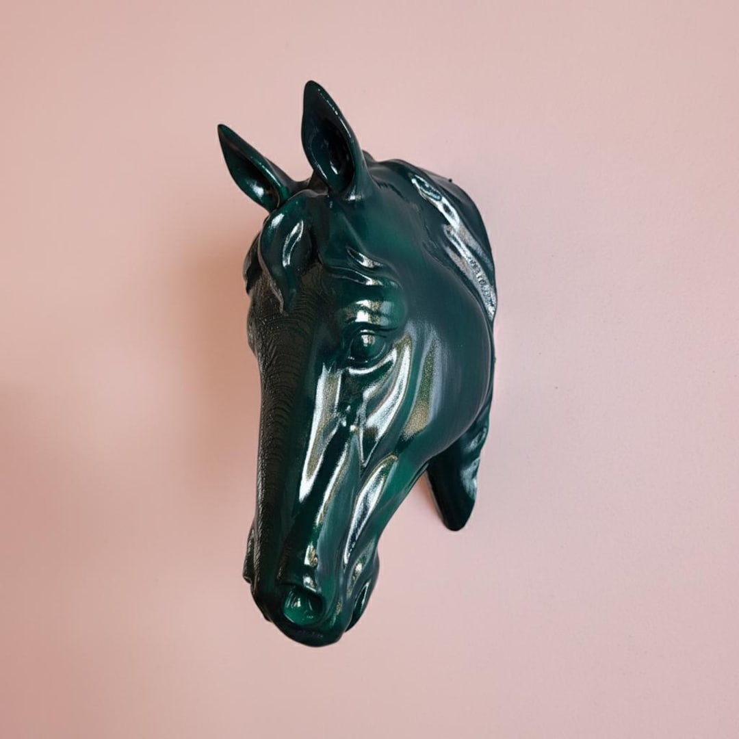 Oxford Green | Horse Head Wall Sculpture | 3D Taxidermied Art